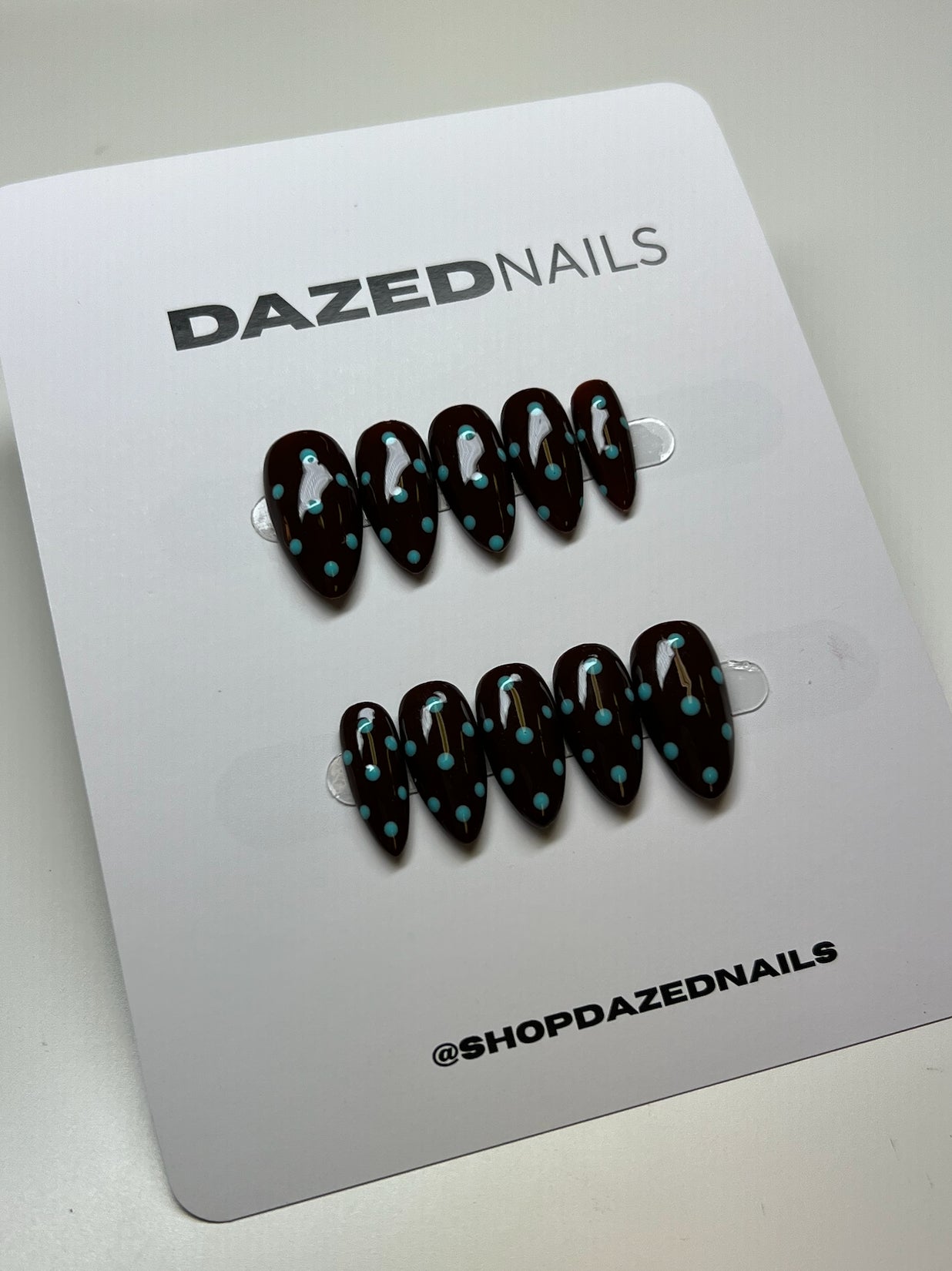 Polka Dot Brown Press-On Nail Set