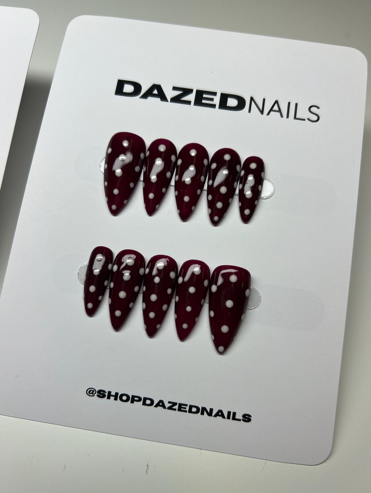 Polka Dot Dark Red Press-On Nail Set