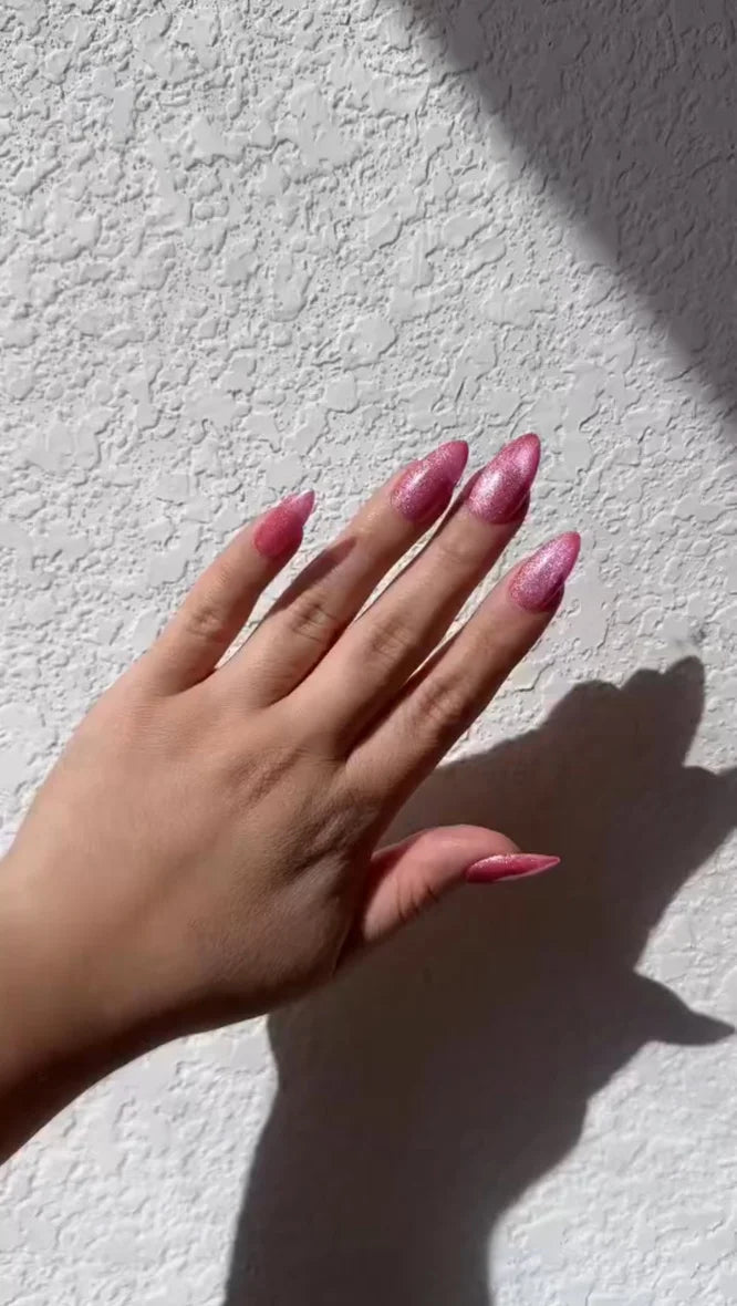 Pink Cat Eye Press On Nail Set