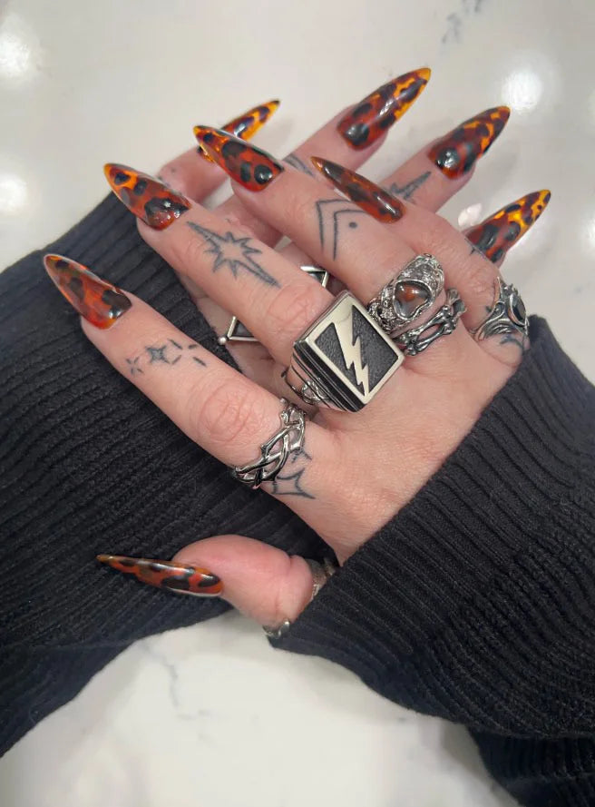 Tortoise Shell Print Press On Nail Set