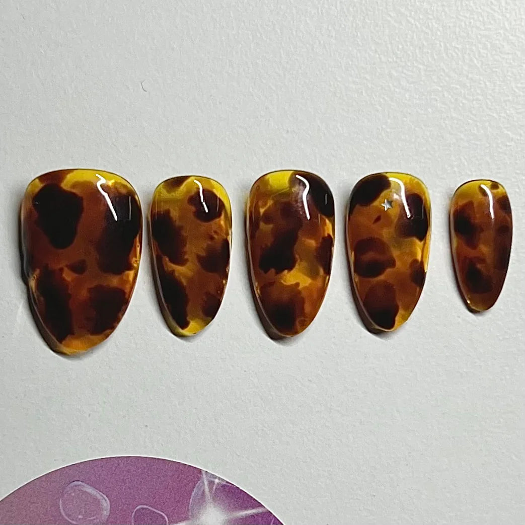 Tortoise Shell Print Press On Nail Set