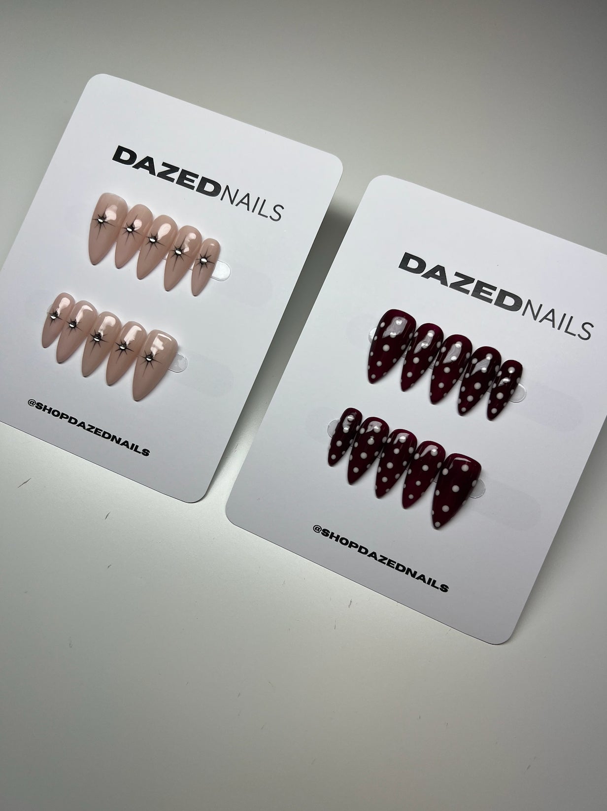 Polka Dot Dark Red Press-On Nail Set